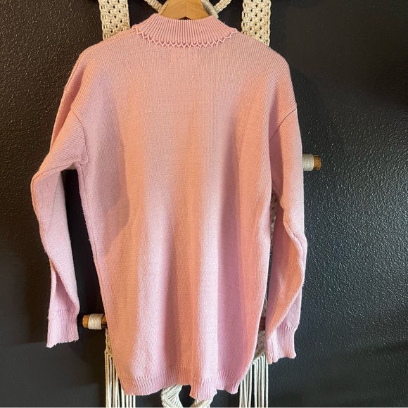Vintage Jaclyn Smith Embellished Sweater Mock Neck Pink M Whimsy Cottagecore - Picture 2 of 6